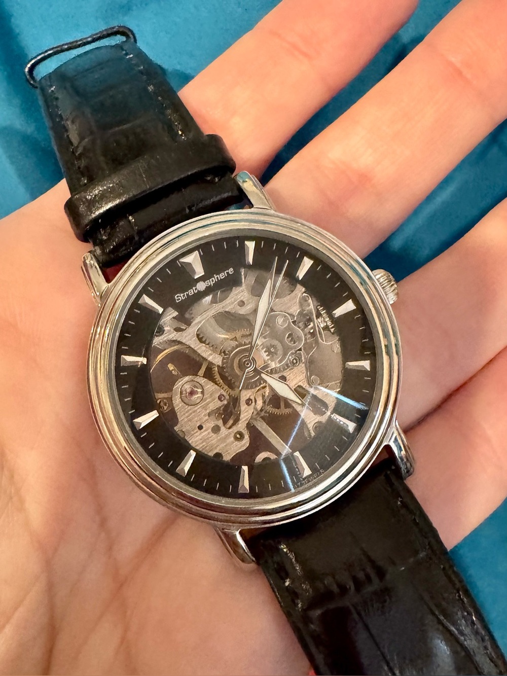 Stratosphere Skeleton Dial Mechanical Watch 17 Jewel - Silver & Gold Accents